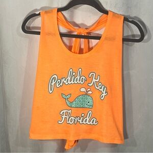 Exist Perdido Key Florida Criss Cross Back Tie Sleeveless Orange Shirt Size‎ L